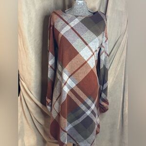 R&K Autumn Earthy Toned Plaid Dress Size 12